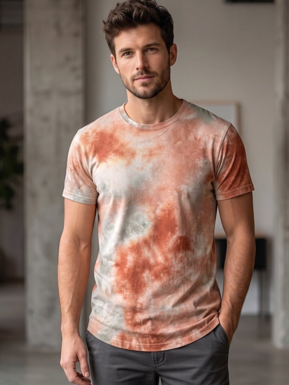 NWOT | LETAOTAO Orange & White Tie-Dye Performance T-Shirt | Sport | L